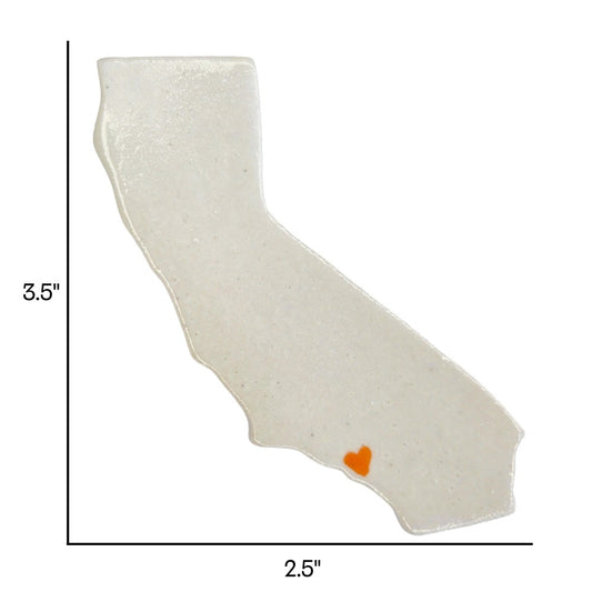 Los Angeles Ceramic Magnet - Handmade LA Souvenir White with Heart Design