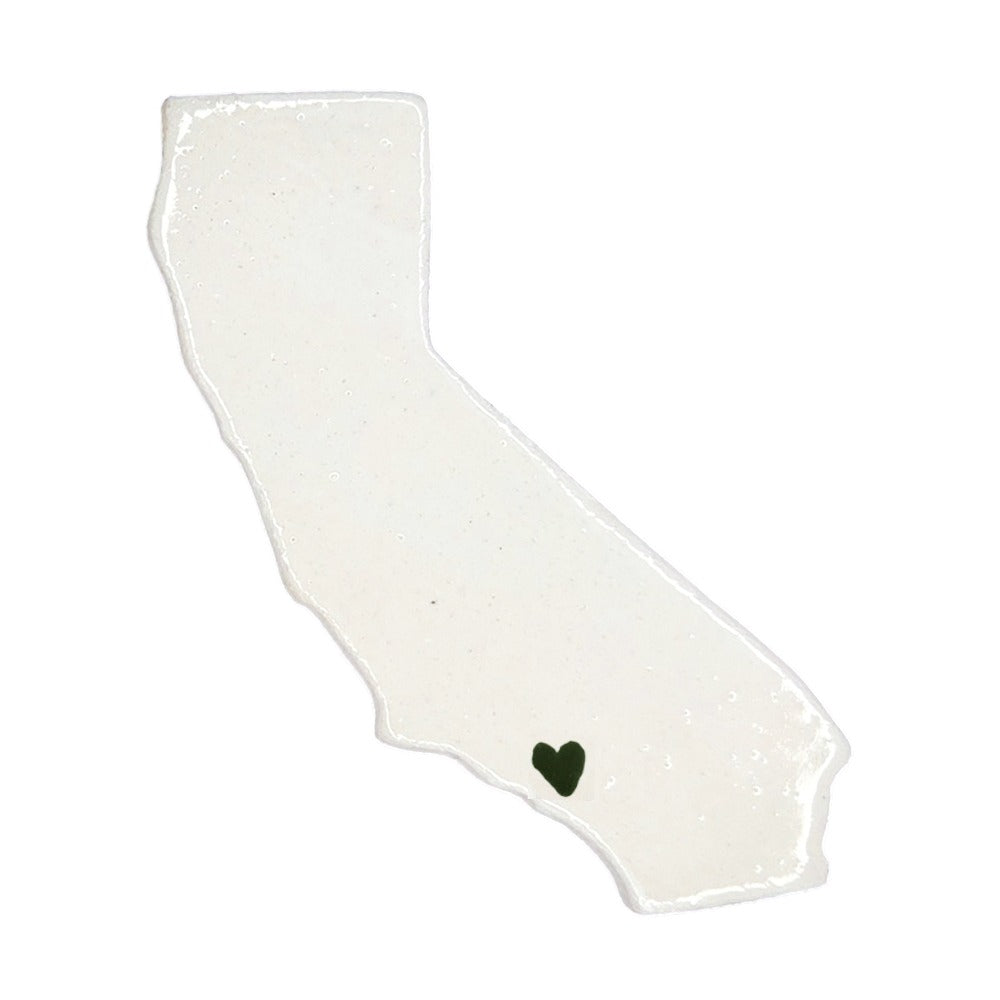 Los Angeles Ceramic Magnet - Handmade LA Souvenir White with Heart Design