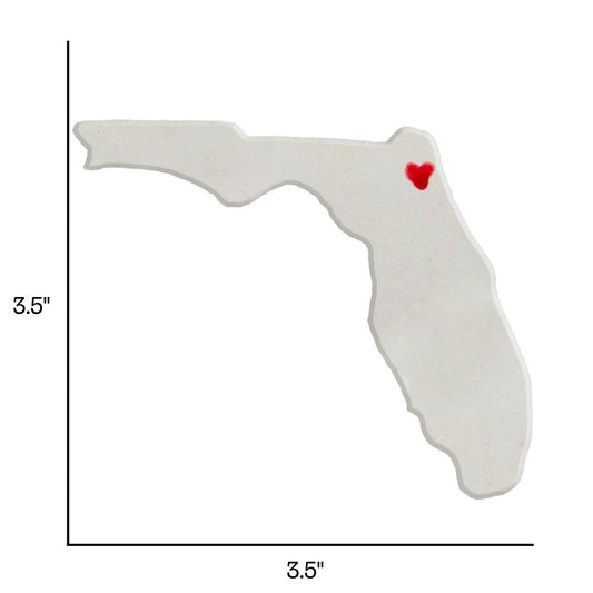 Florida Custom Ceramic Magnet for Fridge - Handmade Gift with Red Heart Design