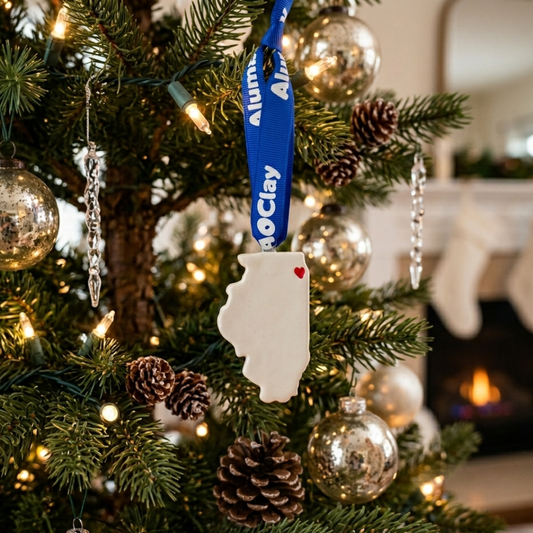 Illinois Handcrafted Custom Ceramic Christmas Ornament