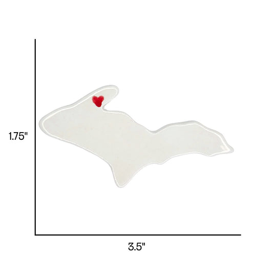 Houghton Ceramic Fridge Magnet - Handmade Michigan Souvenir with Heart Design