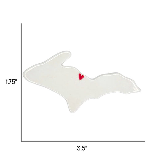 Marquette Ceramic Fridge Magnet - Handmade Michigan Souvenir with Heart Design