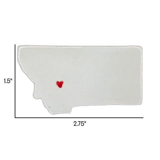 Montana Custom Ceramic Magnet for Fridge - Handmade Gift with Red Heart Design