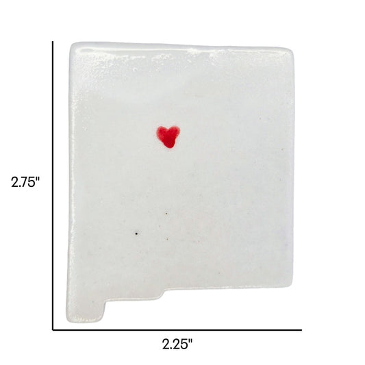 New Mexico Custom Ceramic Magnet for Fridge - Handmade Gift with Red Heart Design