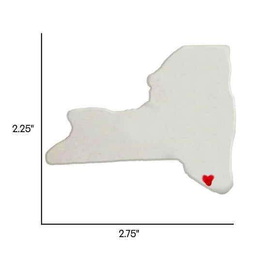 New York Custom Ceramic Magnet for Fridge - Handmade Gift with Red Heart Design