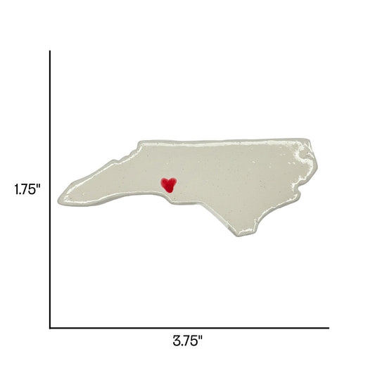 North Carolina Custom Ceramic Magnet for Fridge - Handmade Gift with Red Heart Design