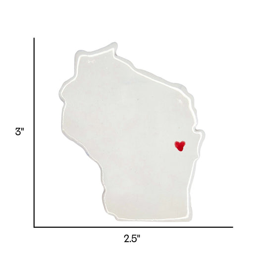 Green Bay Ceramic Fridge Magnet - Handmade Wisconsin Souvenir with Heart Design