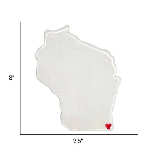 Kenosha Ceramic Fridge Magnet - Handmade Wisconsin Souvenir with Heart Design