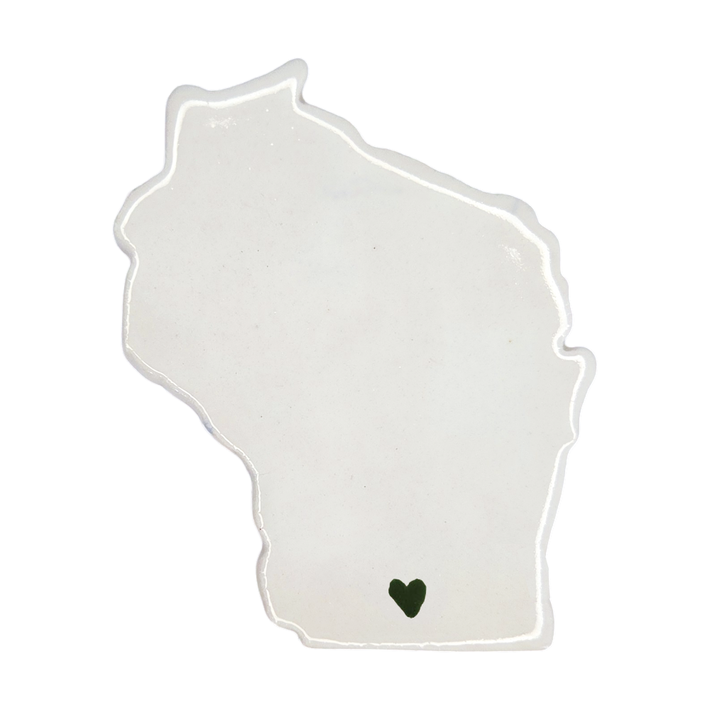Madison Ceramic Fridge Magnet - Handmade Wisconsin Souvenir with Heart Design