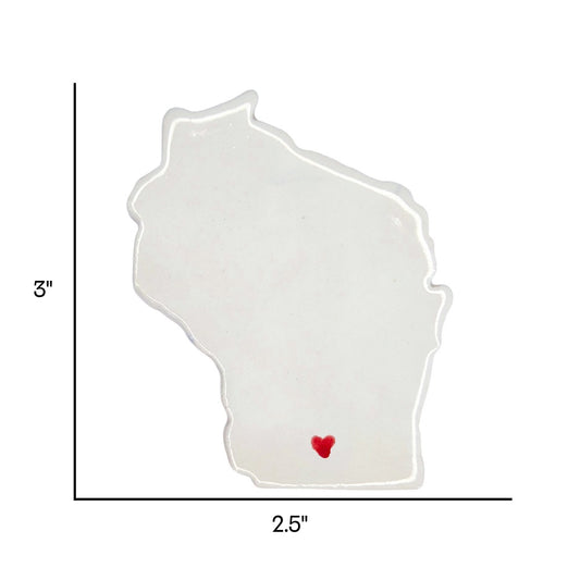Madison Ceramic Fridge Magnet - Handmade Wisconsin Souvenir with Heart Design