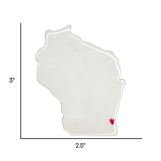 Milwaukee Ceramic Fridge Magnet - Handmade Wisconsin Souvenir with Heart Design