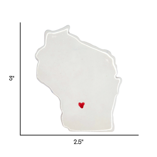 Wisconsin Dells Ceramic Magnet - Handmade Wisconsin Souvenir with Heart Design