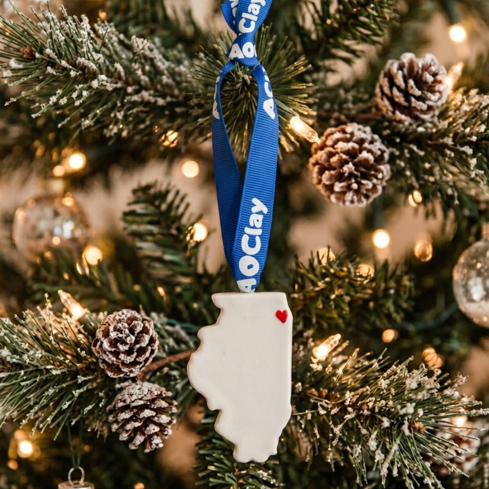 Illinois Handmade Ceramic Christmas Ornaments