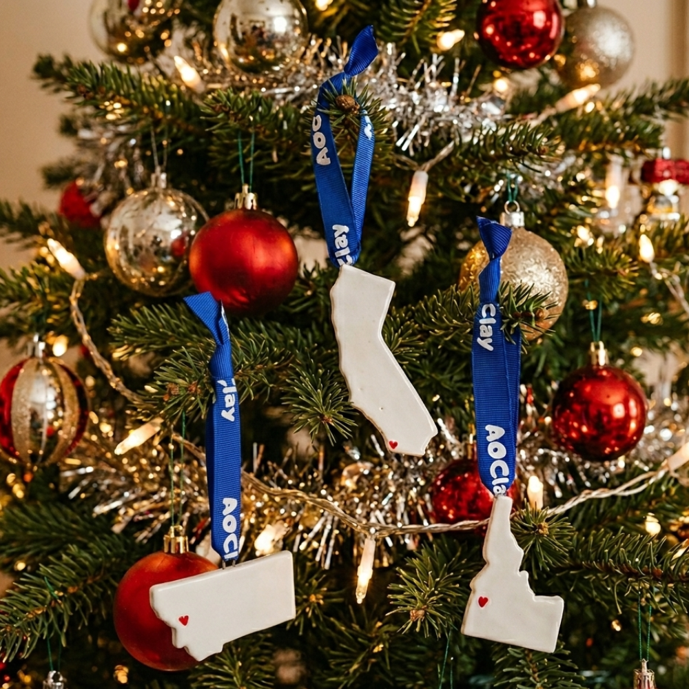 Handmade Ceramic State Christmas Ornaments