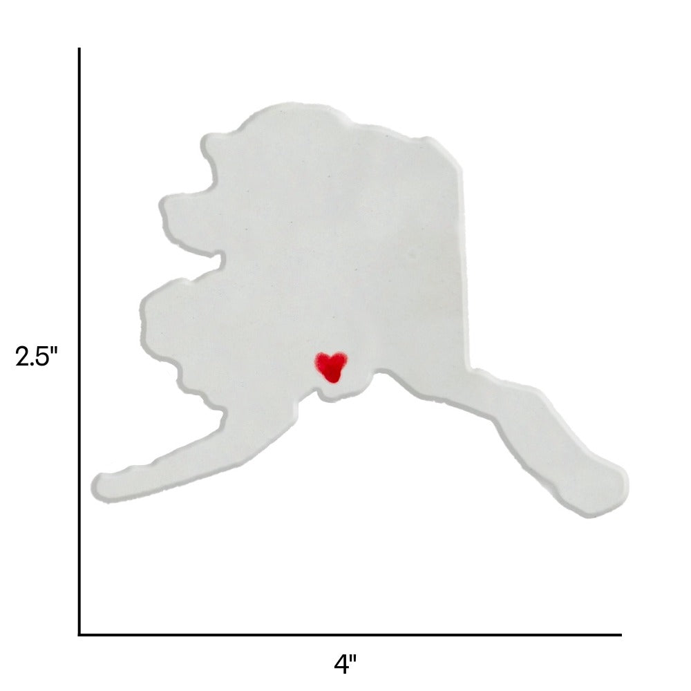 Alaska Custom Ceramic Magnet for Fridge - Handmade Gift with Red Heart Design
