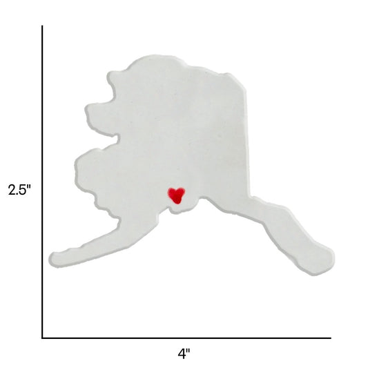 Alaska Custom Ceramic Magnet for Fridge - Handmade Gift with Red Heart Design