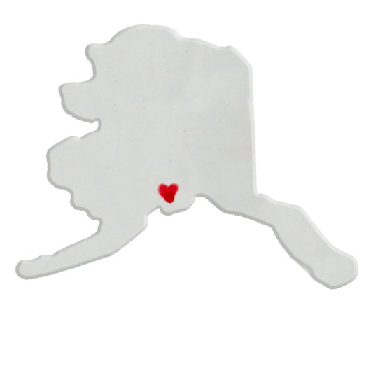 Alaska Custom Ceramic Magnet for Fridge - Handmade Gift with Red Heart Design