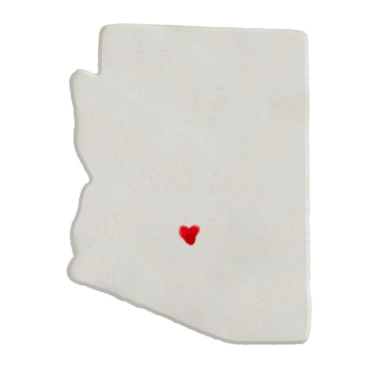 Arizona Custom Ceramic Magnet for Fridge - Handmade Gift with Red Heart Design