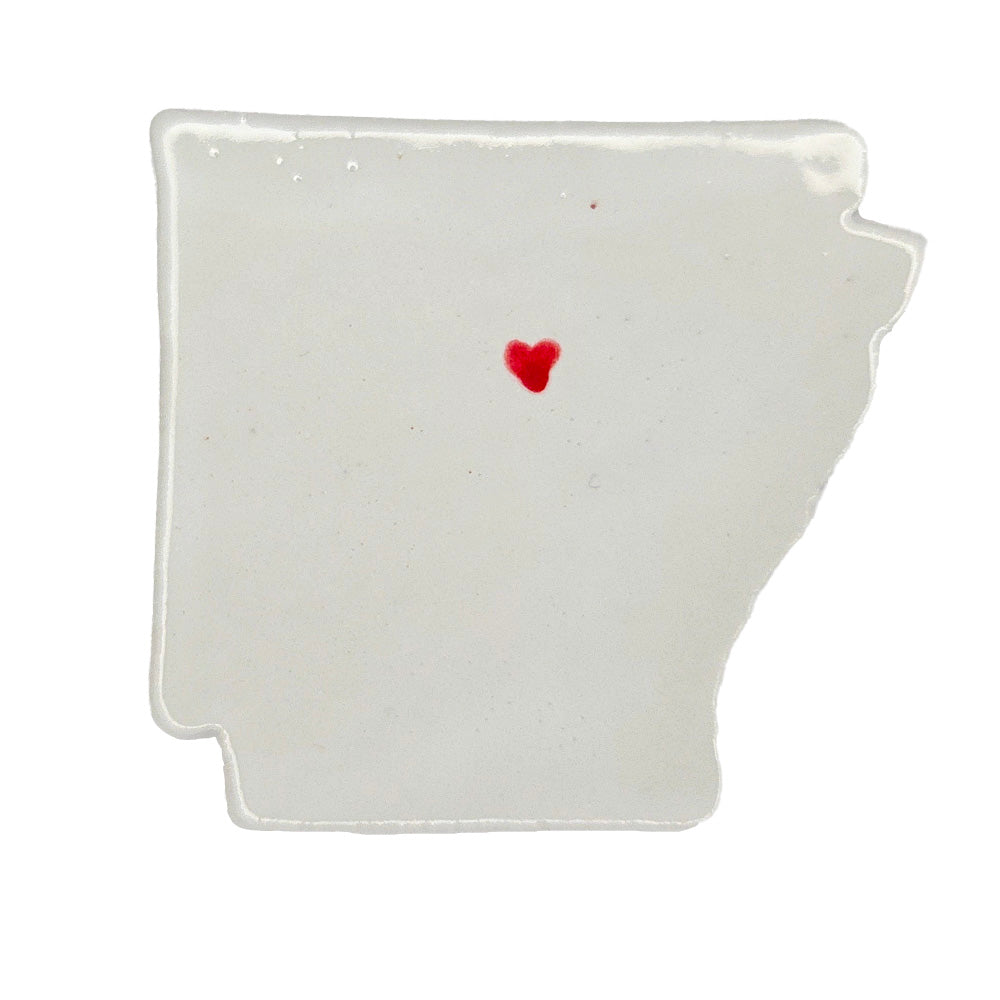 Conway Ceramic Magnet - Handmade Arkansas Souvenir with Heart Design
