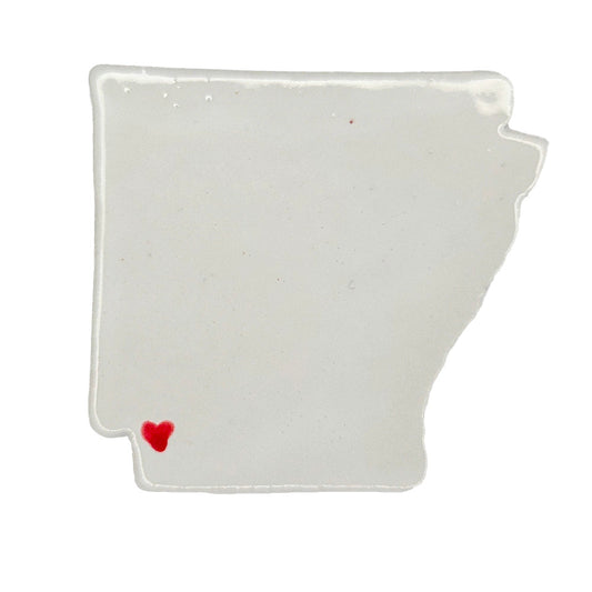 Texarkana Ceramic Magnet - Handmade Arkansas Souvenir with Heart Design