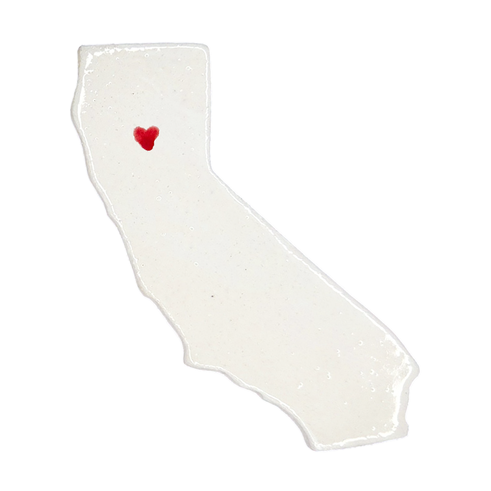 Chico Ceramic Fridge Magnet - Handmade California Souvenir with Heart Design
