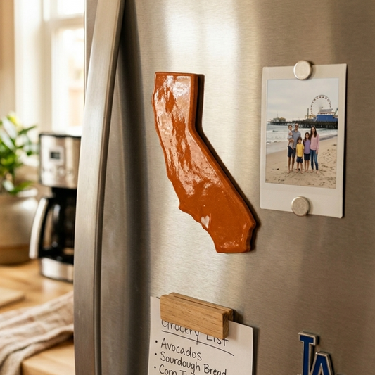 California Custom Ceramic Magnet - Orange with White Heart Design Souvenir
