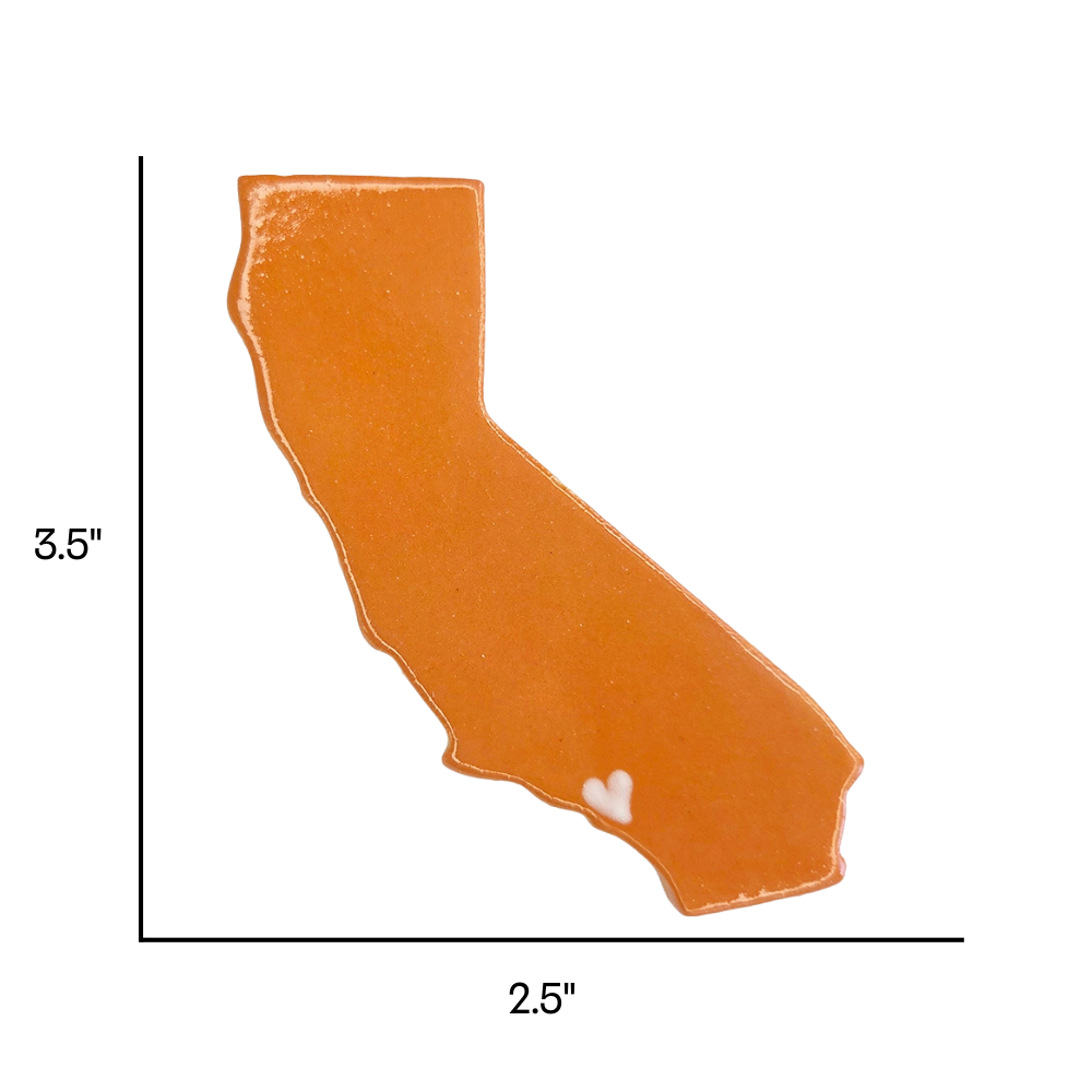 California Custom Ceramic Magnet - Orange with White Heart Design Souvenir