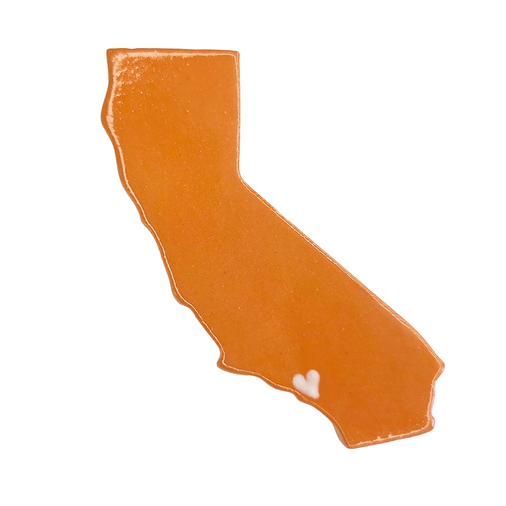 California Custom Ceramic Magnet - Orange with White Heart Design Souvenir