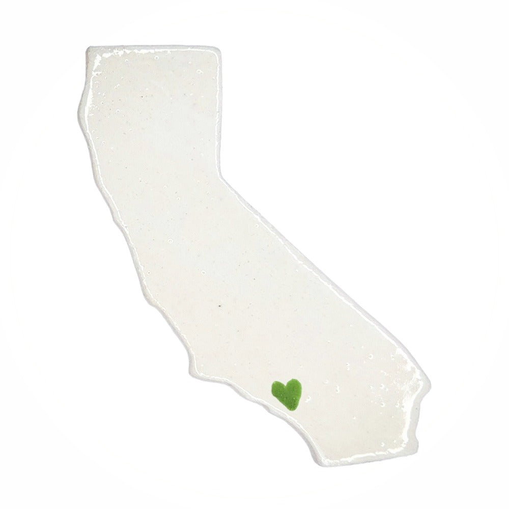 Los Angeles Ceramic Magnet - Handmade LA Souvenir White with Heart Design