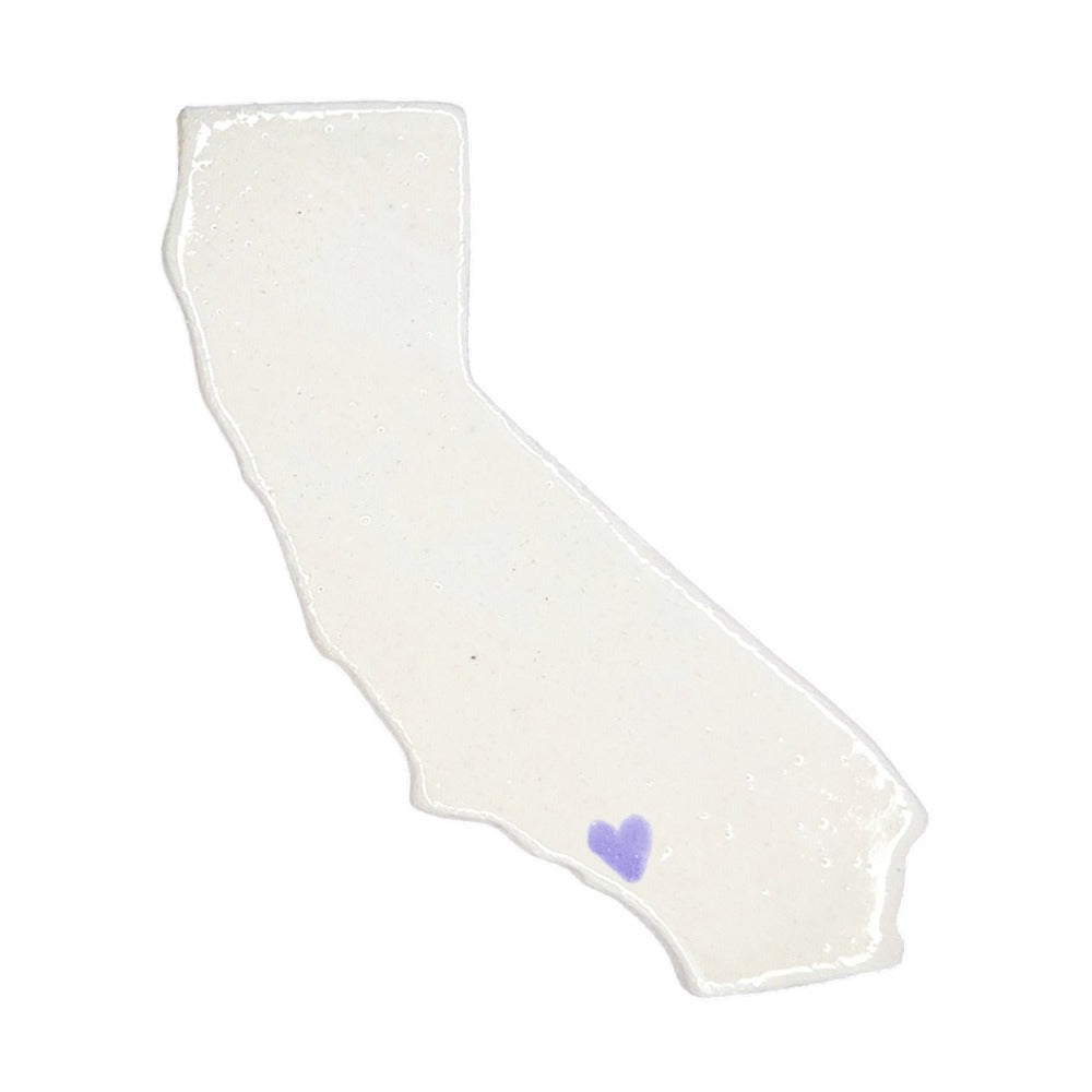 Los Angeles Ceramic Magnet - Handmade LA Souvenir White with Heart Design