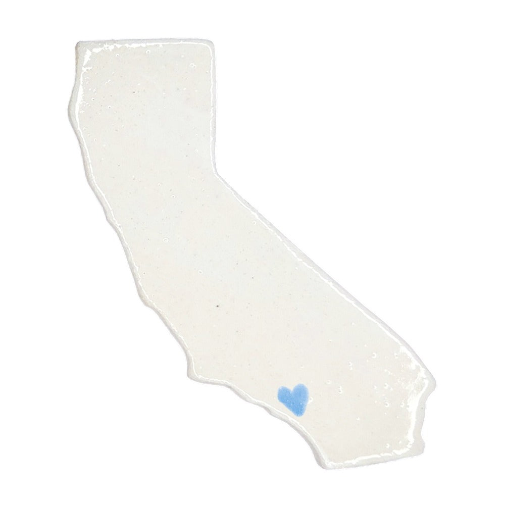 Los Angeles Ceramic Magnet - Handmade LA Souvenir White with Heart Design