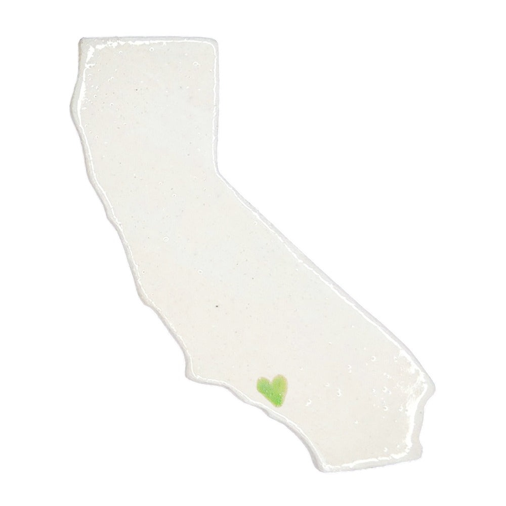Los Angeles Ceramic Magnet - Handmade LA Souvenir White with Heart Design
