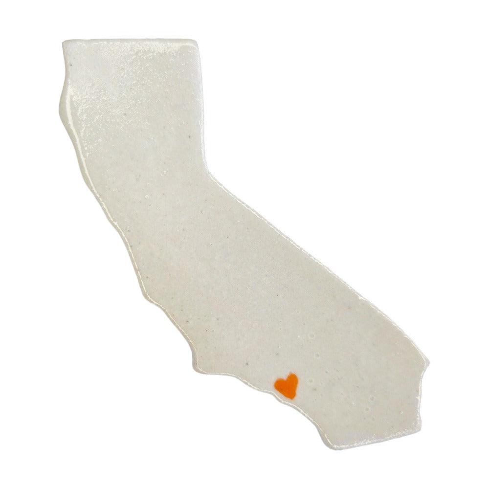 Los Angeles Ceramic Magnet - Handmade LA Souvenir White with Heart Design