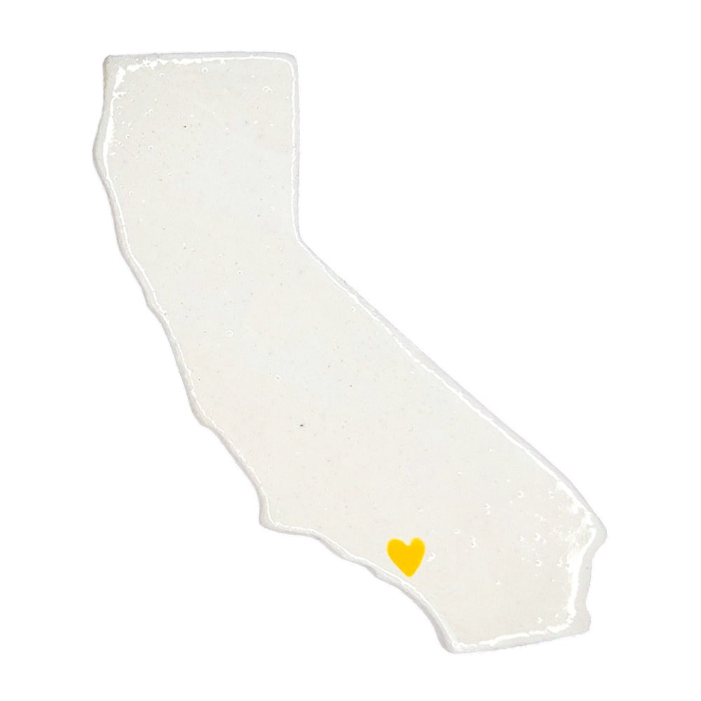 Los Angeles Ceramic Magnet - Handmade LA Souvenir White with Heart Design