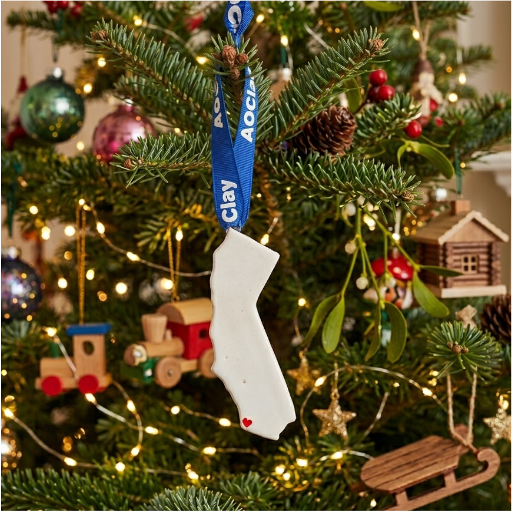 Riverside Ceramic Christmas Ornament - Handcrafted California Holiday Gift