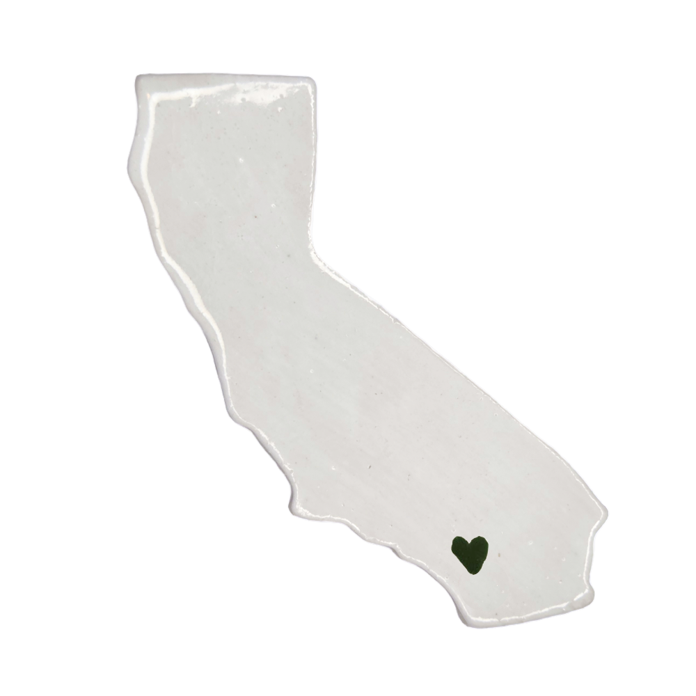 Palm Springs Ceramic Magnet - Handmade Desert California Souvenir with Red Heart Design