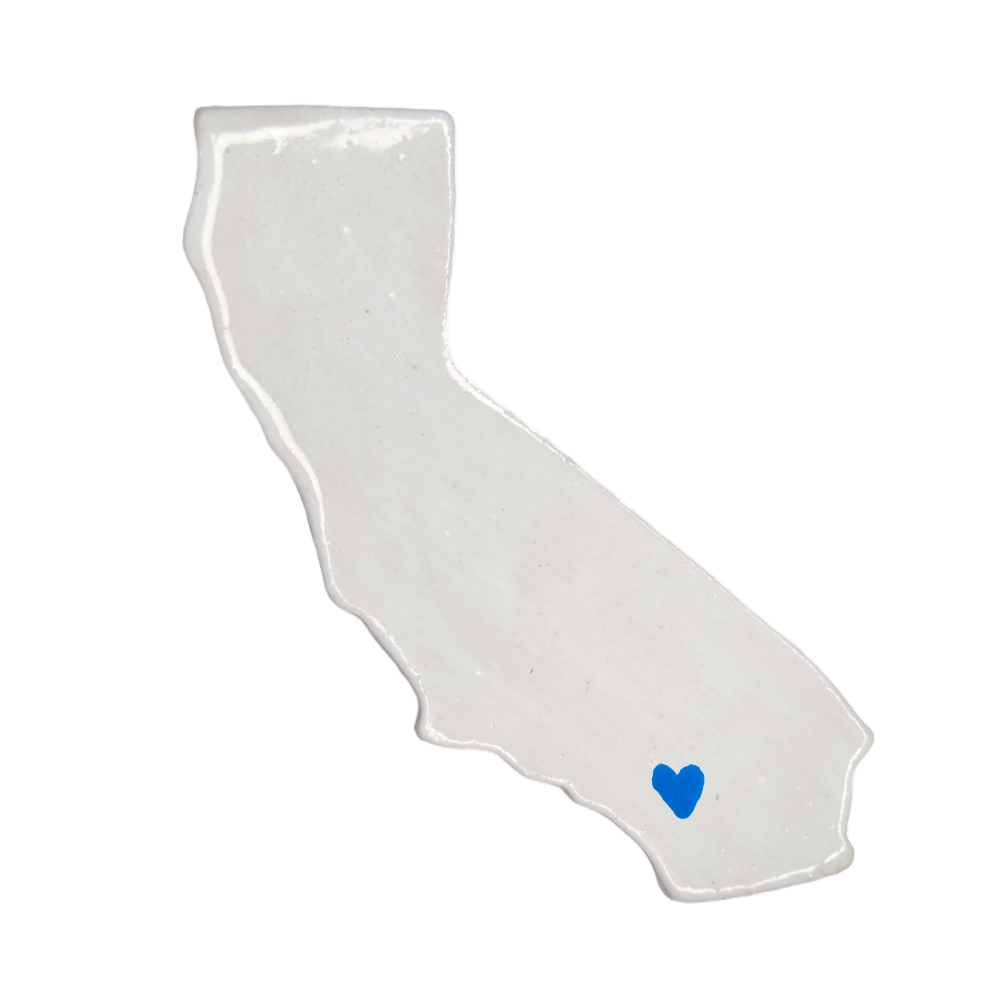 Palm Springs Ceramic Magnet - Handmade Desert California Souvenir with Red Heart Design