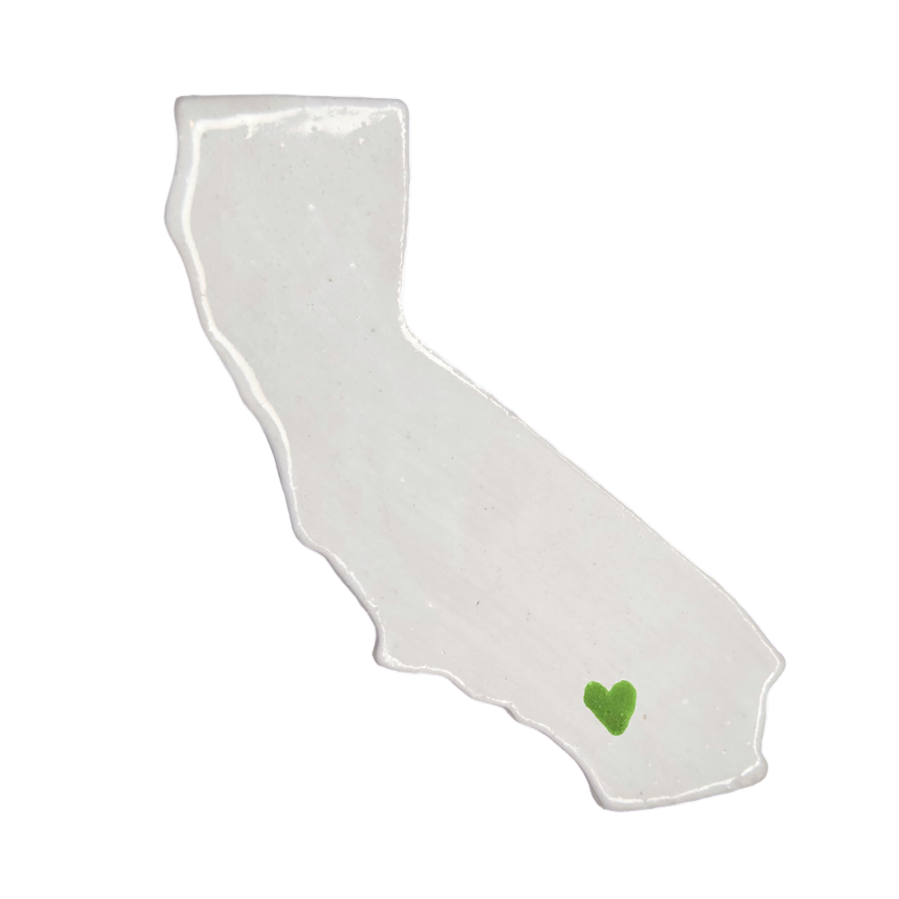 Palm Springs Ceramic Magnet - Handmade Desert California Souvenir with Red Heart Design