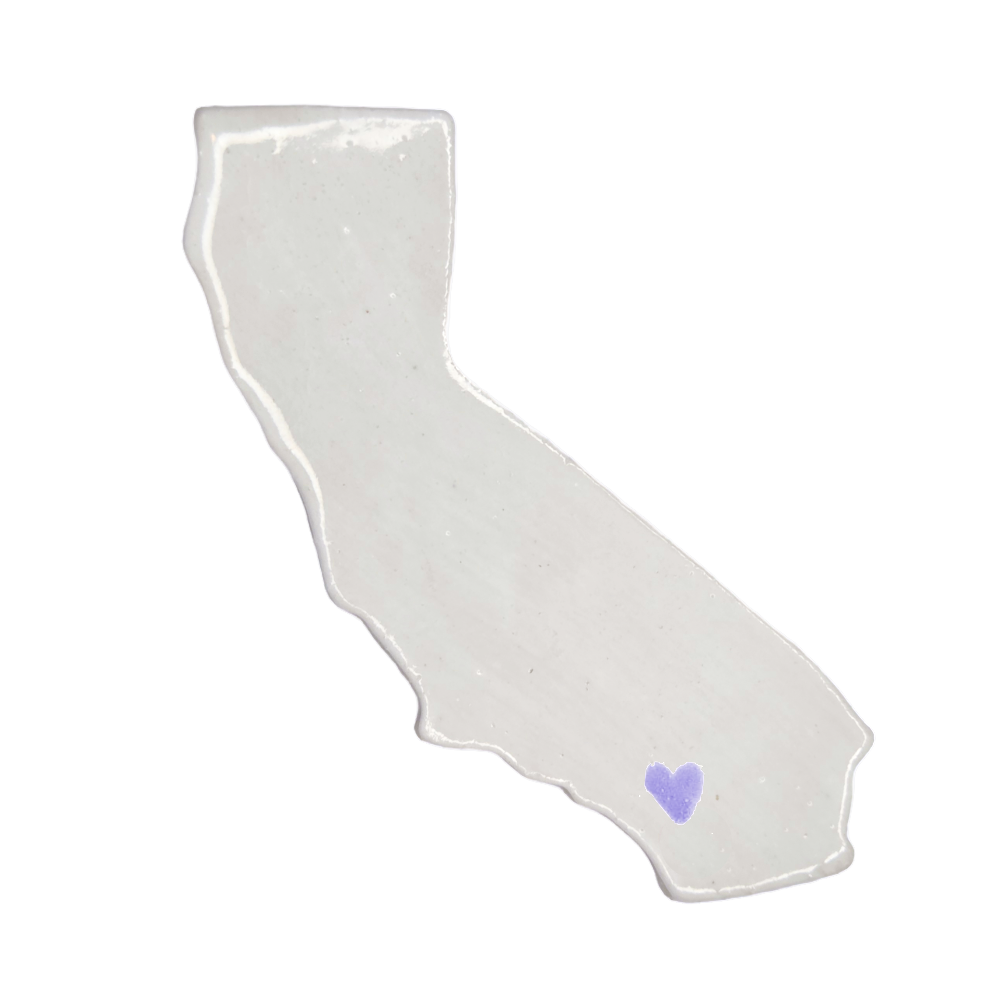 Palm Springs Ceramic Magnet - Handmade Desert California Souvenir with Red Heart Design