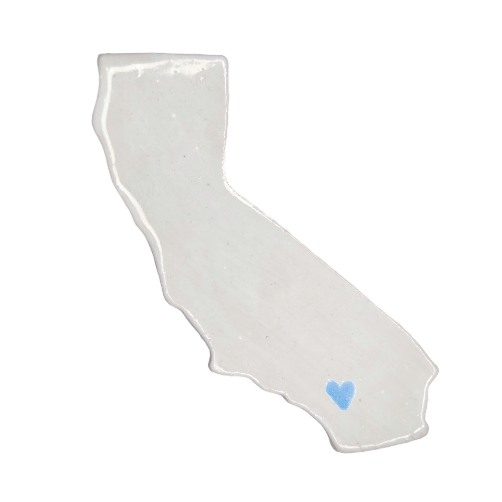 Palm Springs Ceramic Magnet - Handmade Desert California Souvenir with Red Heart Design
