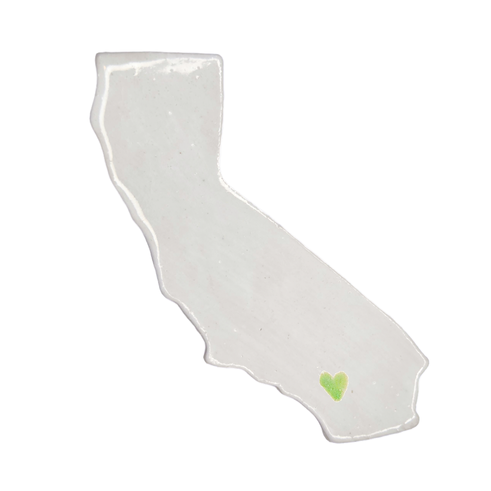 Palm Springs Ceramic Magnet - Handmade Desert California Souvenir with Red Heart Design