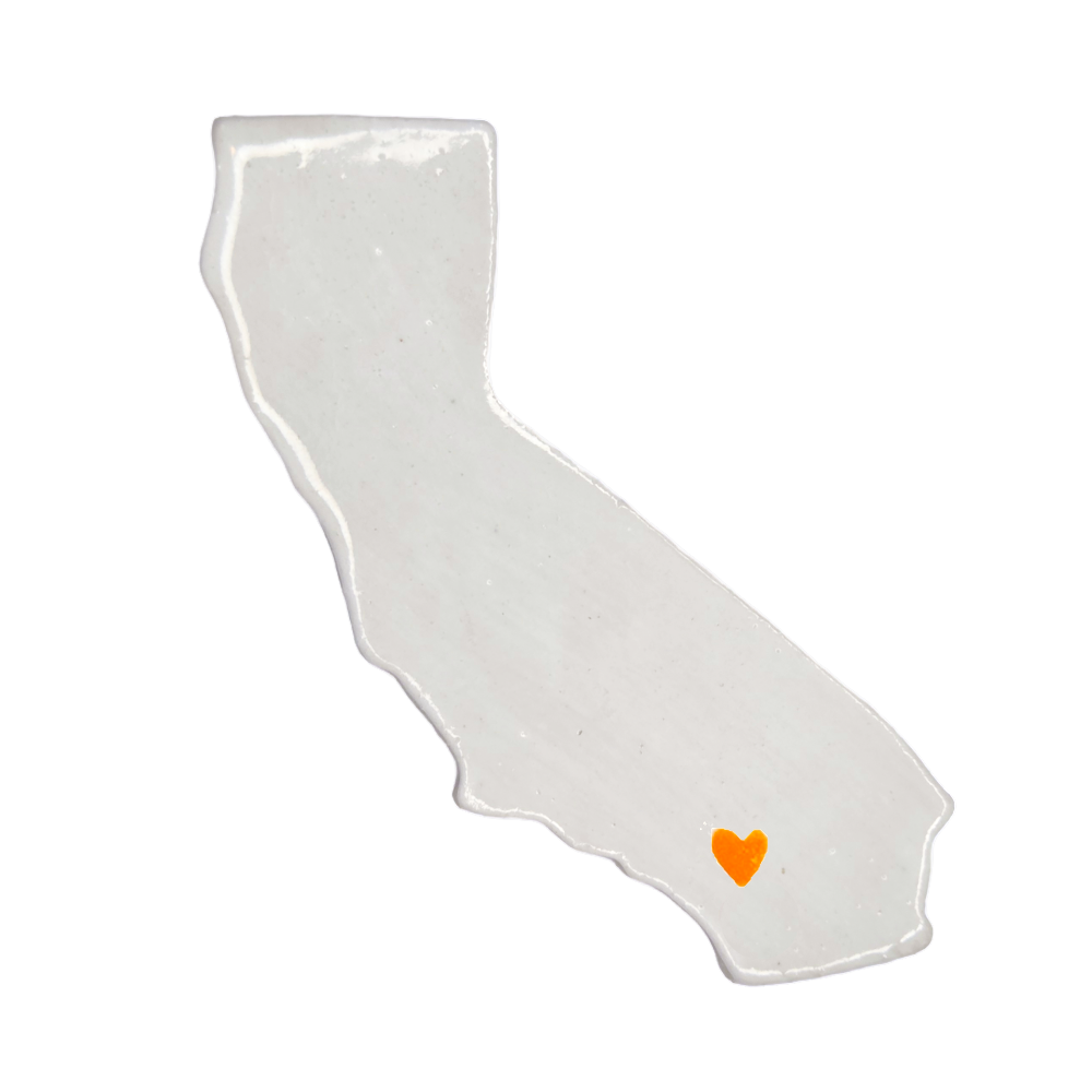 Palm Springs Ceramic Magnet - Handmade Desert California Souvenir with Red Heart Design
