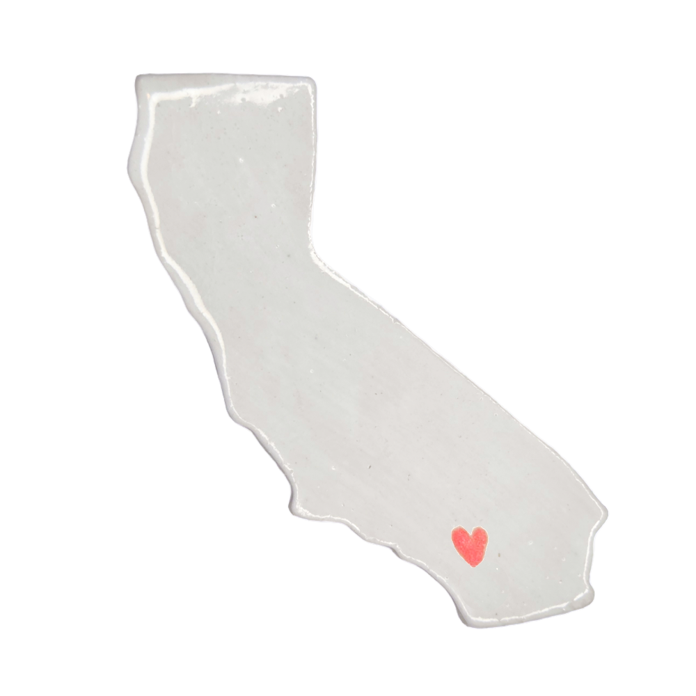Palm Springs Ceramic Magnet - Handmade Desert California Souvenir with Red Heart Design