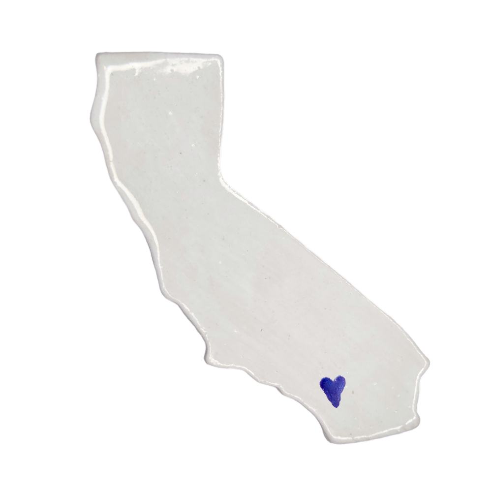 Palm Springs Ceramic Magnet - Handmade Desert California Souvenir with Red Heart Design
