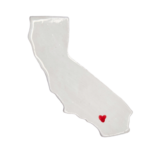 Palm Springs Ceramic Magnet - Handmade Desert California Souvenir with Red Heart Design