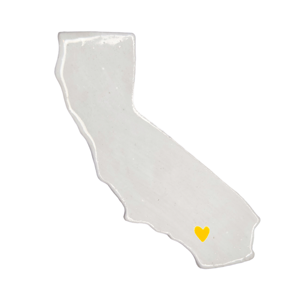 Palm Springs Ceramic Magnet - Handmade Desert California Souvenir with Red Heart Design