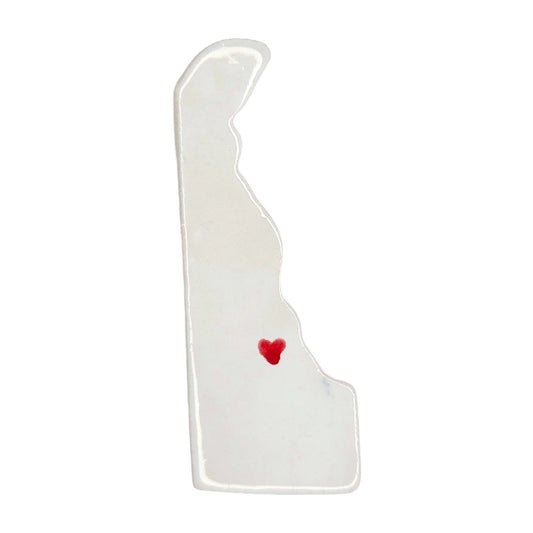 Milford Ceramic Fridge Magnet - Handmade Delaware Souvenir with Heart Design
