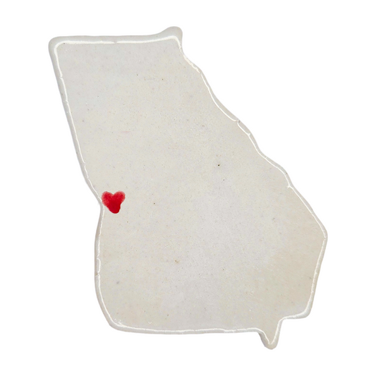 Columbus Ceramic Magnet - Handmade Georgia Souvenir with Red Heart Design