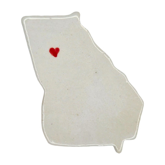 Handmade Georgia City Ceramic Magnet - Custom Red Heart Design Souvenir