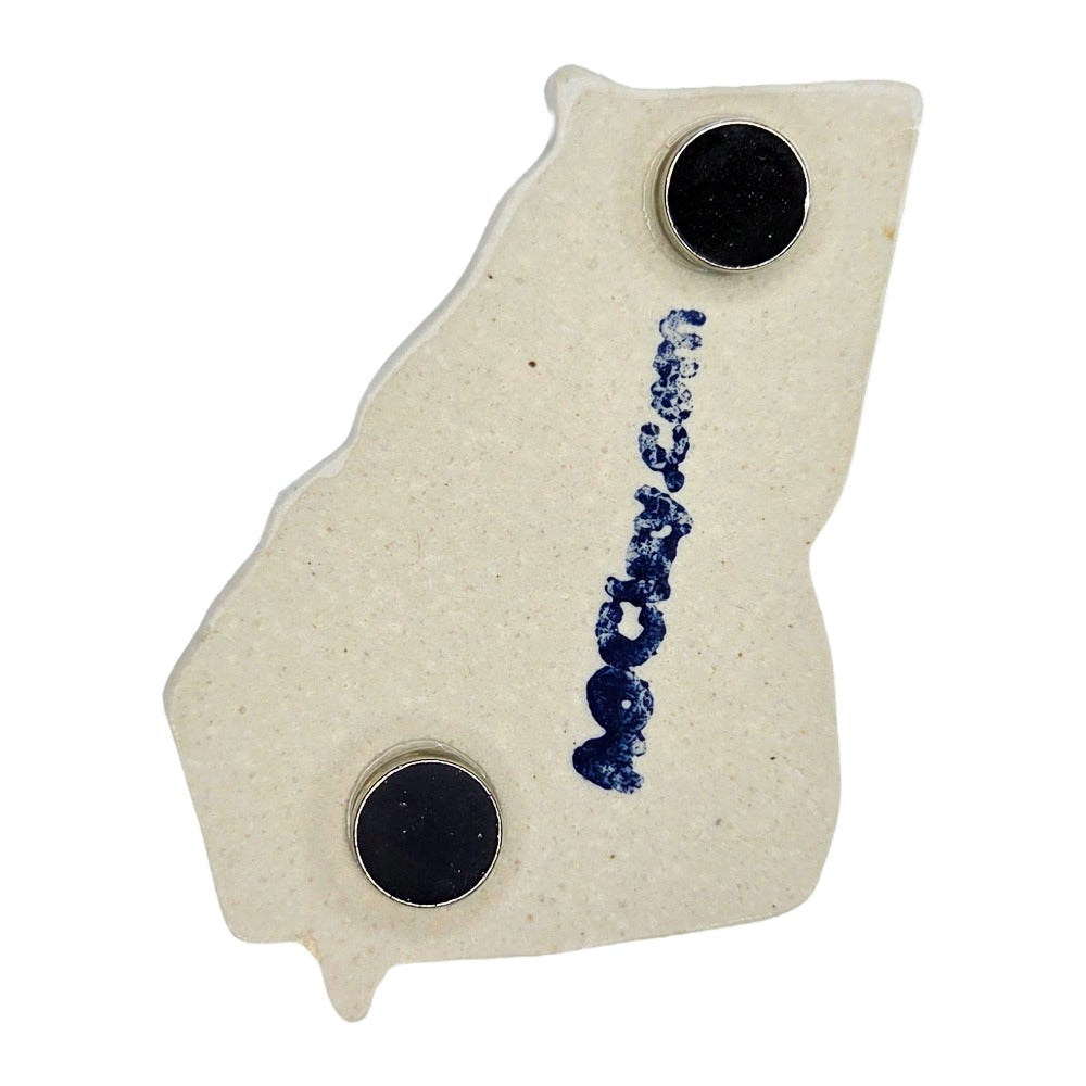 Handmade Georgia City Ceramic Magnet - Custom Red Heart Design Souvenir